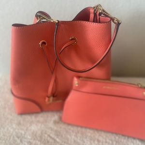 Michael Kors Coral Handbag with matching pouch